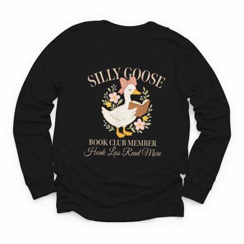 Silly Goose Book Club Member Reading Lover Youth Long Sleeve Tee - Bookorys AU