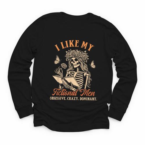 Smut Reader Spicy Book Dark Romance I Like My Fictional Men Youth Long Sleeve Tee - Bookorys UK