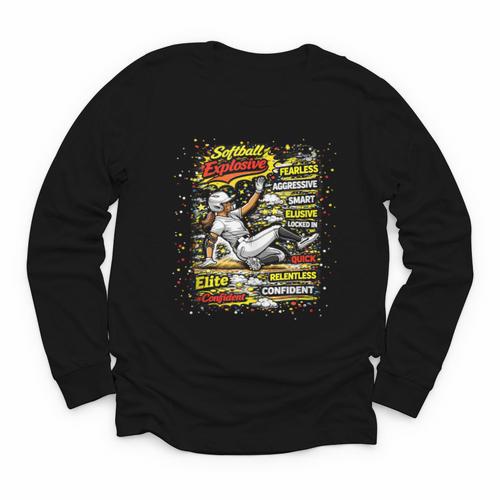Softball Slider Pop Comic Book Art Best Traits Fast Elite Youth Long Sleeve Tee - Bookorys AU