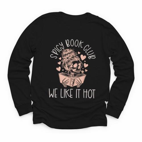 Spicy Book Club Dark Romance Reader Spicy Bookish Skeleton Youth Long Sleeve Tee - Bookorys CA