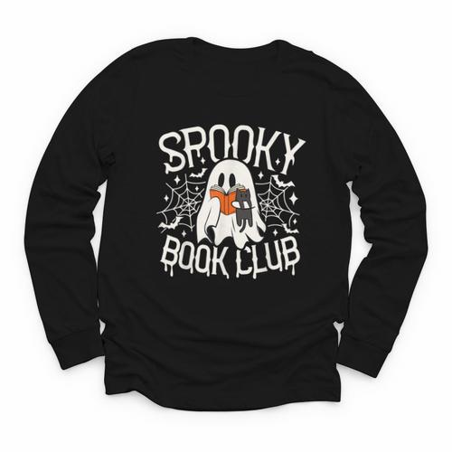 Spooky Book Club Cute Ghost Reading Book Halloween Costume Youth Long Sleeve Tee - Bookorys