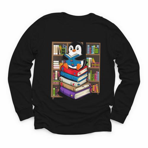 Teacher Librarian Kawaii Penguin Book Lover Penguin Youth Long Sleeve Tee - Bookorys