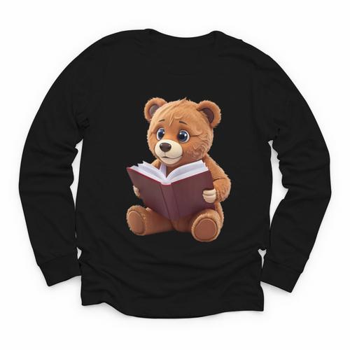 Teddy Bear Reading a Book Youth Long Sleeve Tee - Bookorys CA