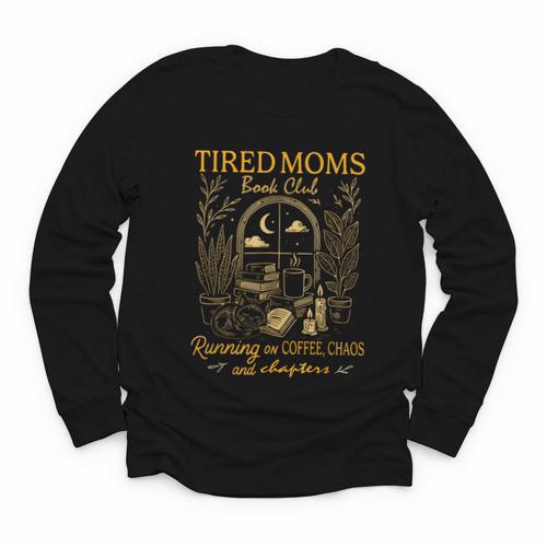 Tired Mom Club Bookish Things Booktrovert Book Lover Youth Long Sleeve Tee - Bookorys UK