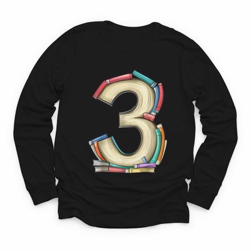 Toddler 3rd Birthday Books Themed 3 Year Old Boys Kids Girls Youth Long Sleeve Tee - Bookorys