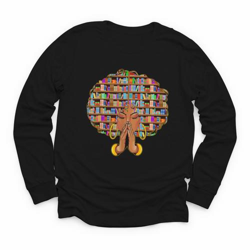 History Month Afro Women Girls Book Lover Librarian Youth Long Sleeve Tee - Bookorys DE