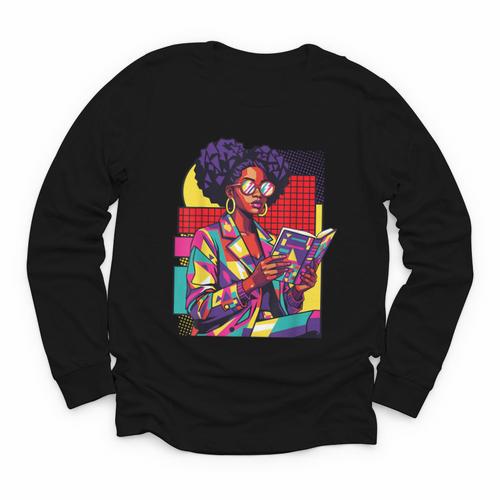 History Woman Reading Book Geometric Girl Educated Youth Long Sleeve Tee - Bookorys DE