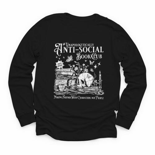 Unapologetically Anti Social Book Club Introvert Reader Youth Long Sleeve Tee - Bookorys CA