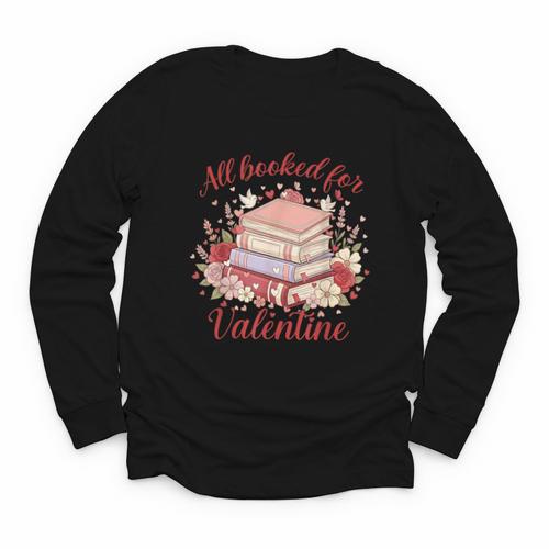 Vintage All Booked For Valentines Book Lovers Teacher Kids Youth Long Sleeve Tee - Bookorys DE
