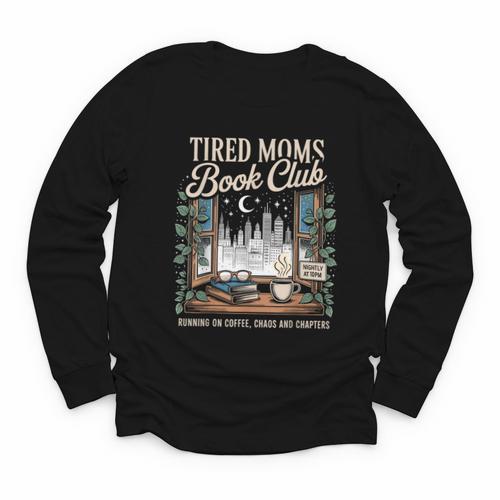 Vintage Tired Moms Book Club Bookish Booktrovert Youth Long Sleeve Tee - Bookorys DE