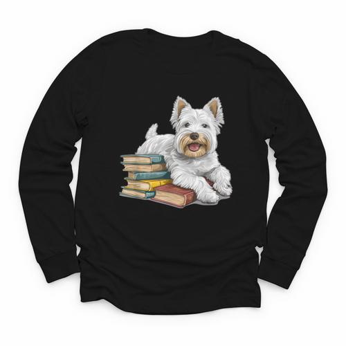 West Highland Terrier Books Dog Breed Westie For Men Women Kids Youth Long Sleeve Tee - Bookorys UK