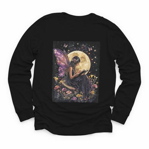 Whimsical Book Fairy Reading Bookish Fairycore Youth Long Sleeve Tee - Bookorys CA