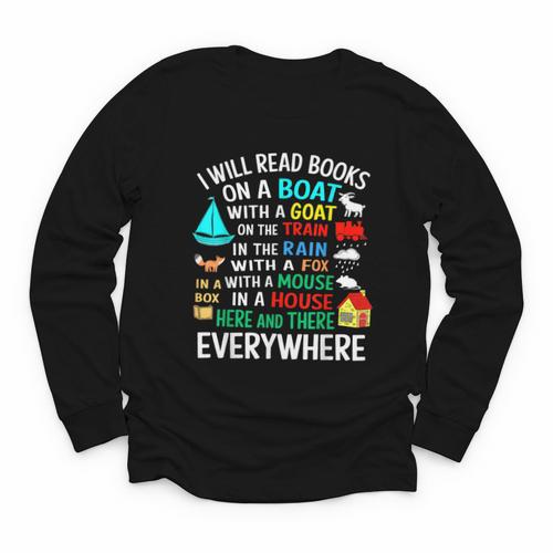 I Will Read Books On A Boat & Everywhere Youth Long Sleeve Tee - Bookorys