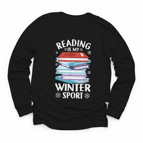Winter Reading Book Bookworm Winter Youth Long Sleeve Tee - Bookorys UK