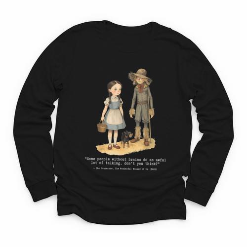 Wizard Of Oz Book Quote Scarecrow Dorothy Retro Drawing Youth Long Sleeve Tee - Bookorys