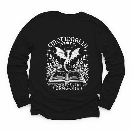 Women Dragons Bookish Fantasy Book Club Book Lover Reader Youth Long Sleeve Tee - Bookorys