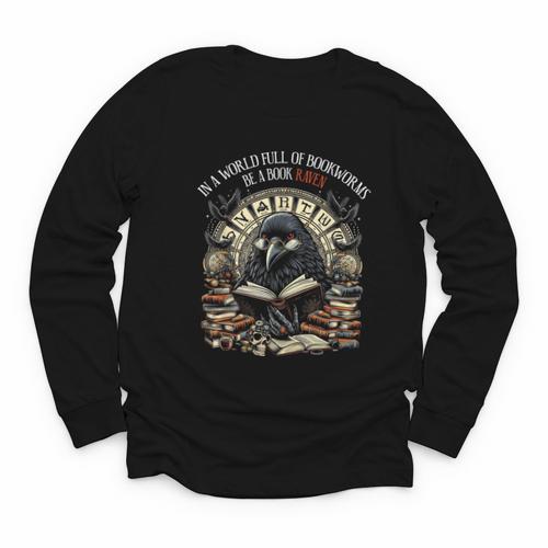 In A World Full Of Bookworms Be A Book Raven Reader Reading Youth Long Sleeve Tee - Bookorys DE