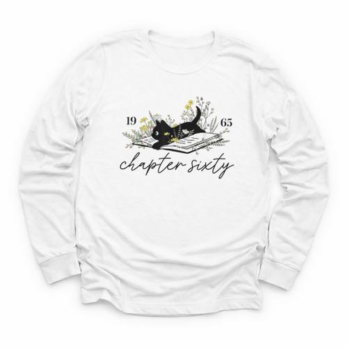 1965 Chapter Sixty Book Cat Lover 60th Birthday For Men Women Youth Long Sleeve Tee - Bookorys AU