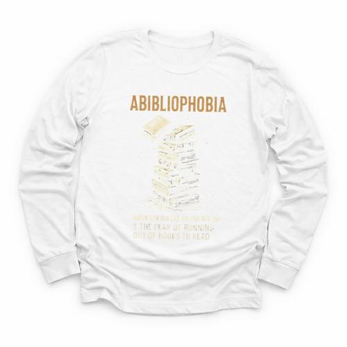Abibliophobia Books Lover Bookworm Bookaholic Reader Youth Long Sleeve Tee - Bookorys