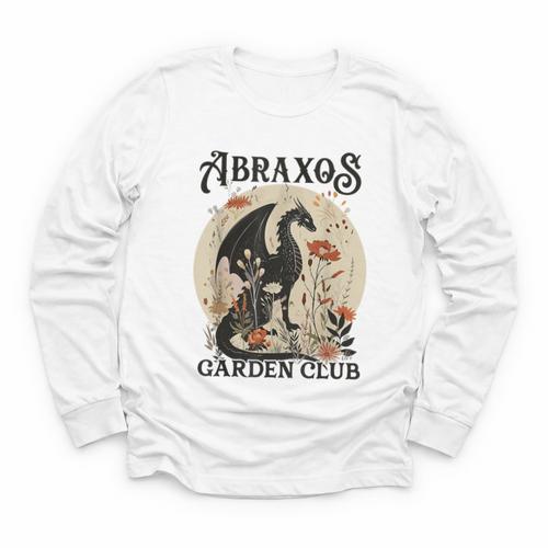Abraxos Flower Garden Club Book Lover Fantasy Dragon Bookish Youth Long Sleeve Tee - Bookorys AU