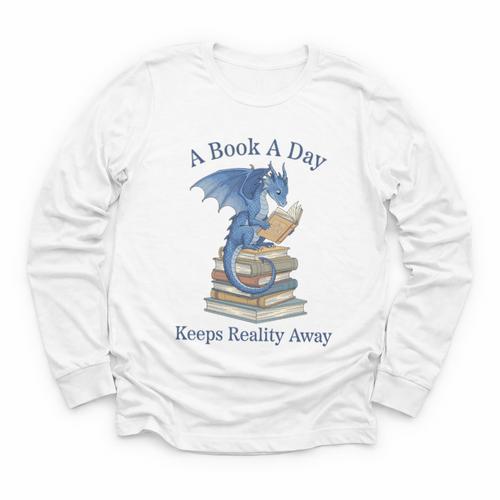 A Book A Day Keeps Reality Away Premium Tri-Blend Youth Long Sleeve Tee - Bookorys DE