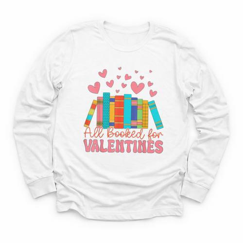 All Booked For Valentines Book Lover Valentine's Day Youth Long Sleeve Tee - Bookorys