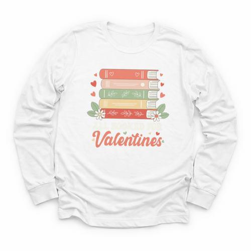 All Booked For Valentines Retro Book Lover Teacher Bookworm Premium Tri-Blend Youth Long Sleeve Tee - Bookorys AU