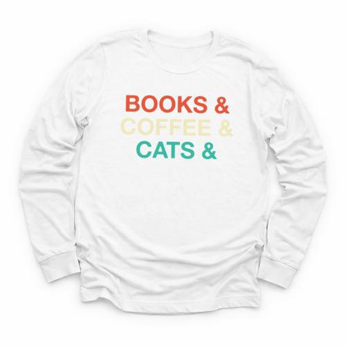 Books Coffee Cats Social Justice Youth Long Sleeve Tee - Bookorys AU