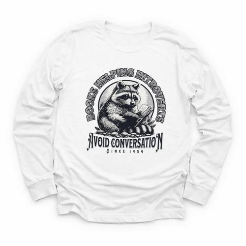 Books Helping Introvert Avoid Conversation Since 1454 Youth Long Sleeve Tee - Bookorys AU