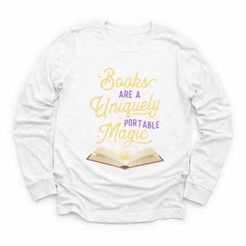 Books Are A Uniquely Portable Magic Reading Bookworm Youth Long Sleeve Tee - Bookorys