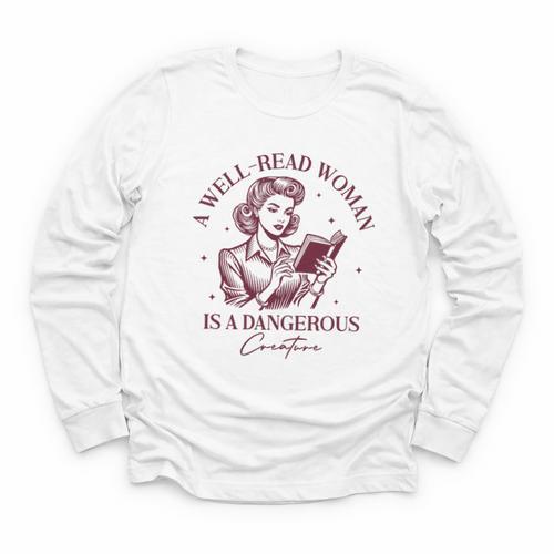 Books A Well-Read Woman Is A Dangerous Creature Women Premium Tri-Blend Youth Long Sleeve Tee - Bookorys