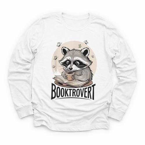 Booktrovert Raccoon Reading And Coffee For Book Lover Youth Long Sleeve Tee - Bookorys UK