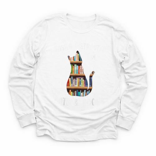 Cat Lover Tee Women Book Lover Reading Librarian Read Youth Long Sleeve Tee - Bookorys AU