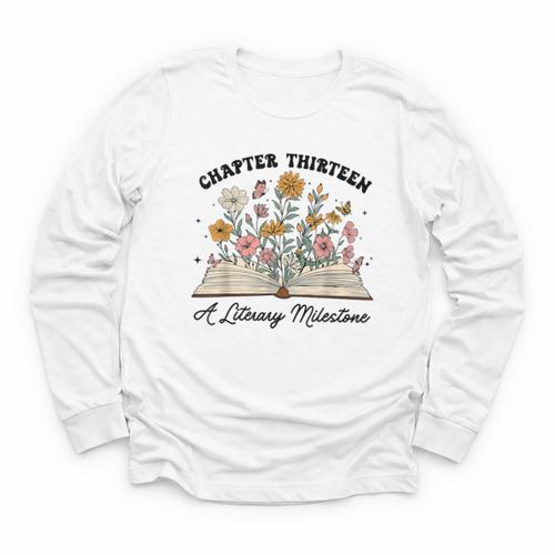 Chapter 13 A Literary Milestone 13th Birthday Book Lovers Youth Long Sleeve Tee - Bookorys UK