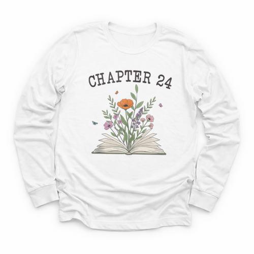 Chapter 24 Book Lovers & Readers 24th Birthday Wildflowers Youth Long Sleeve Tee - Bookorys
