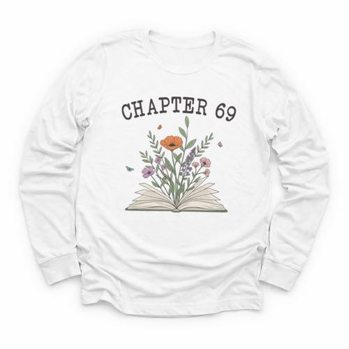 Chapter 69 Book Lovers & Readers 69th Birthday Wildflowers Youth Long Sleeve Tee - Bookorys CA