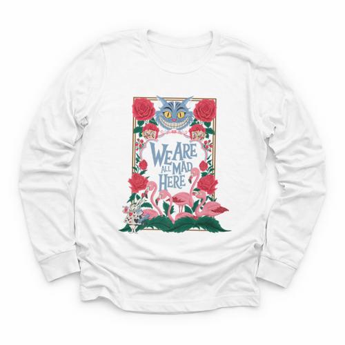 Cheshire Cat Alice In Wonderland Vintage Book Premium Youth Long Sleeve Tee - Bookorys