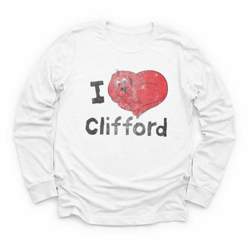 Clifford The Big Red Dog I Heart Clifford Childrens Books Youth Long Sleeve Tee - Bookorys