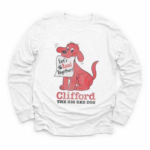 Clifford The Big Red Dog Let's Read Together Vintage Book Youth Long Sleeve Tee - Bookorys DE