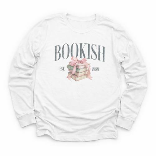 Coquette Bow Book Lover Bookish Coquette Aesthetic Reading Youth Long Sleeve Tee - Bookorys DE