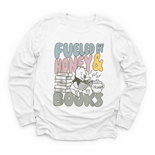 Disney Winnie The Pooh Fueled By Honey & Books Sketch Youth Long Sleeve Tee - Bookorys CA