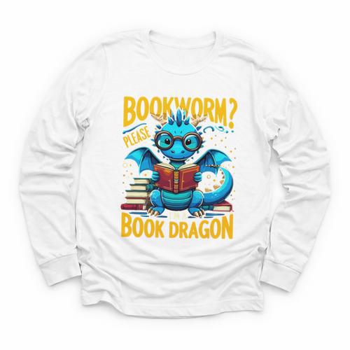 Dragon Bookworm Please I'm A Book Dragon Youth Long Sleeve Tee - Bookorys CA