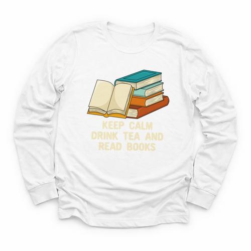 Drink Tea And Read Books Reading Bookworm Literature Youth Long Sleeve Tee - Bookorys