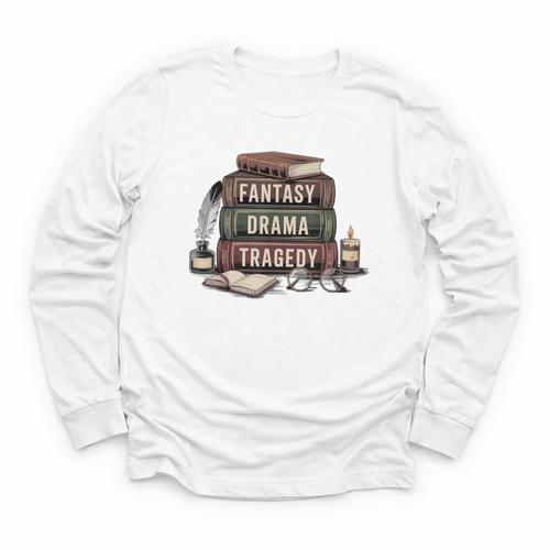 Fantasy Drama Tragedy Gothic Book Lover Bookworm Youth Long Sleeve Tee - Bookorys DE