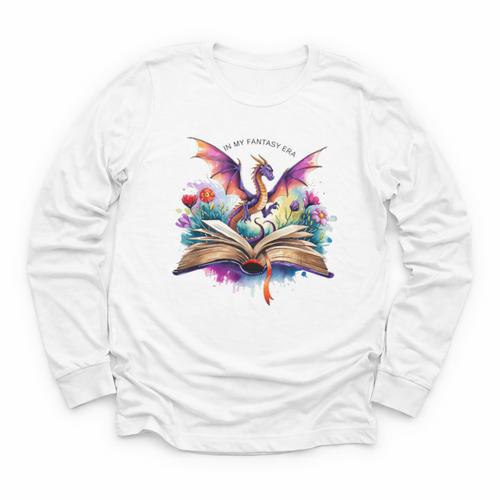 In My Fantasy Era Magic Dragon Book Youth Long Sleeve Tee - Bookorys
