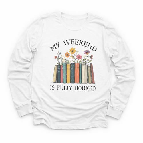 My Weekend Is Fully Booked Cozy Bookish Youth Long Sleeve Tee - Bookorys