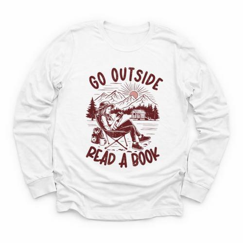 Go Outside Read a Book Vintage Bibliophiles Youth Long Sleeve Tee - Bookorys DE
