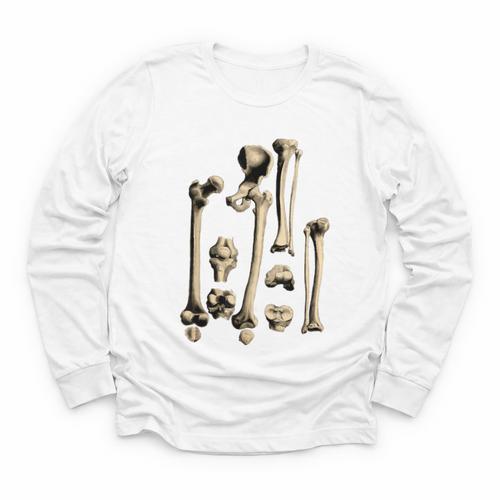 Hip And Leg Bones Book Print Vintage Human Bones Youth Long Sleeve Tee - Bookorys CA