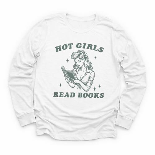 Hot Girls Read Books Bookish Booklover Christmas Youth Long Sleeve Tee - Bookorys DE