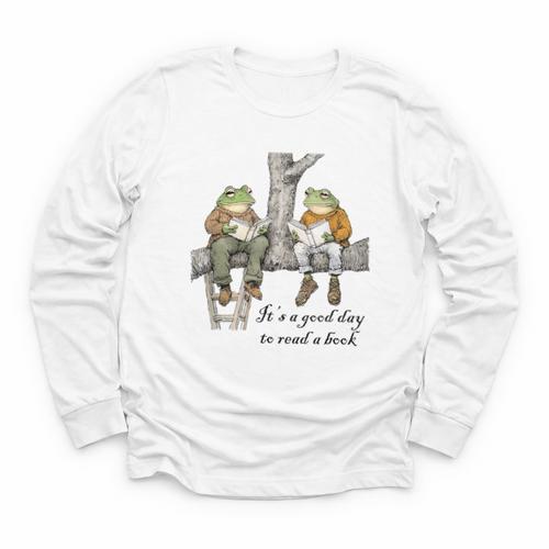 It's A Good Day To Read A Book Frog Toad Youth Long Sleeve Tee - Bookorys